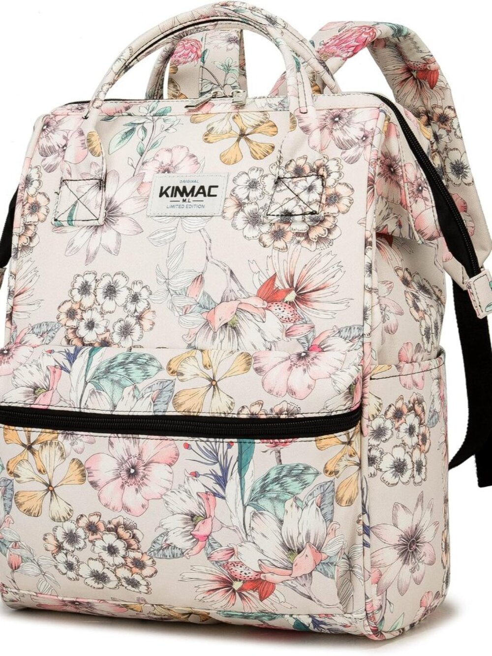 Floral Wide-Open Travel Laptop Backpack for 15.6 Inches